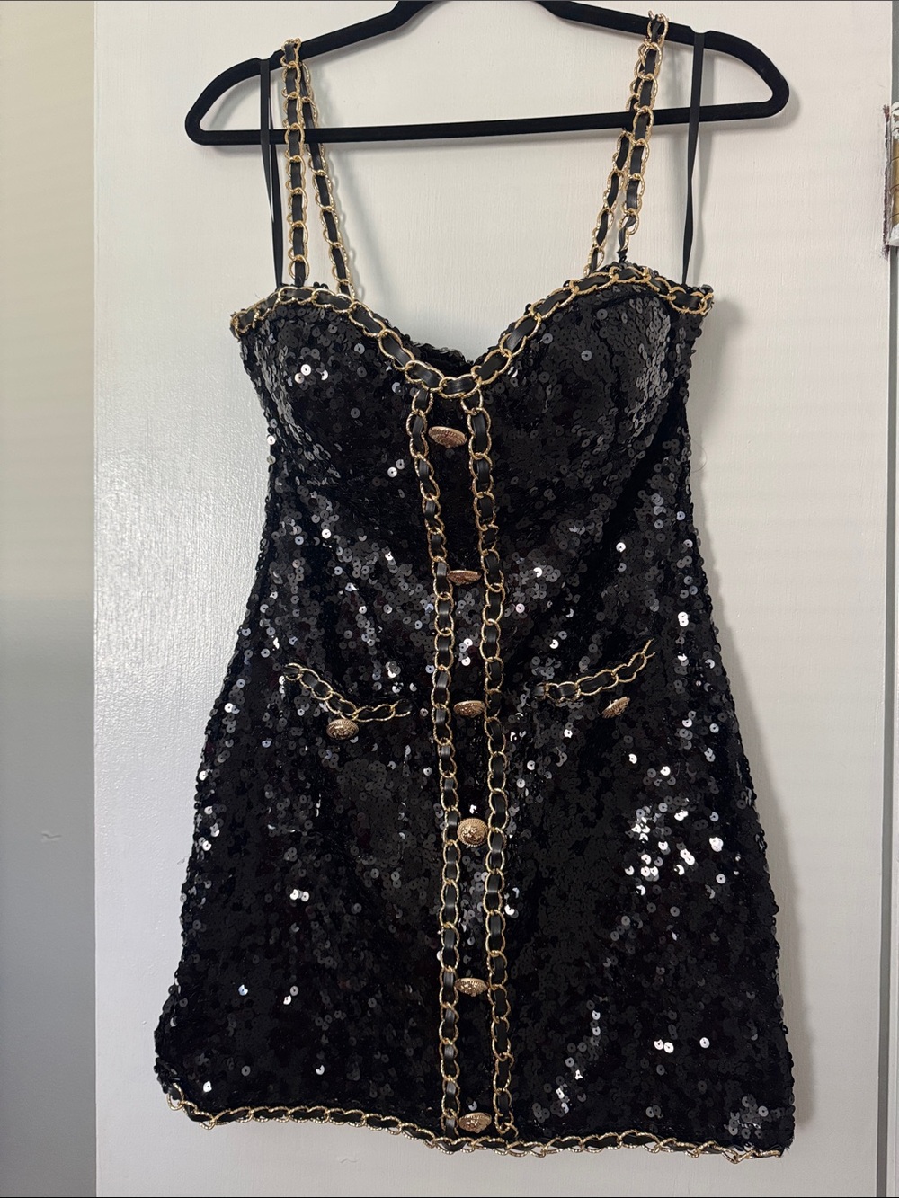 Fashion Nova Madeline Sequin Mini Dress – Black – L – Like New